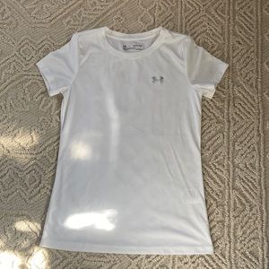White Womens Under Armour Athletic Short Sleeve